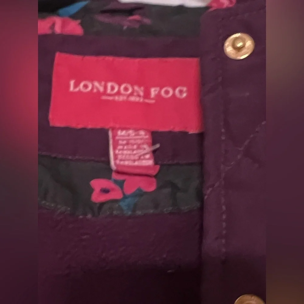 Kids London Fog Quilted Puffer Hooded Coat in Deep Plum - Size 5/6